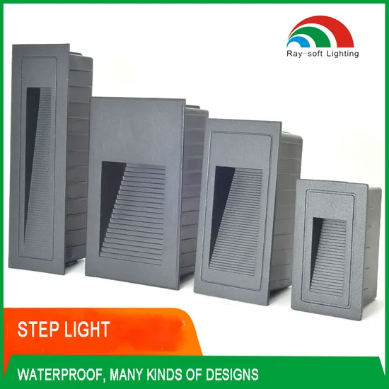 3W/5W/7W LED Exterior Outdoor Rectangle Vertical Recessed Staircase Wall Stair Step Light 